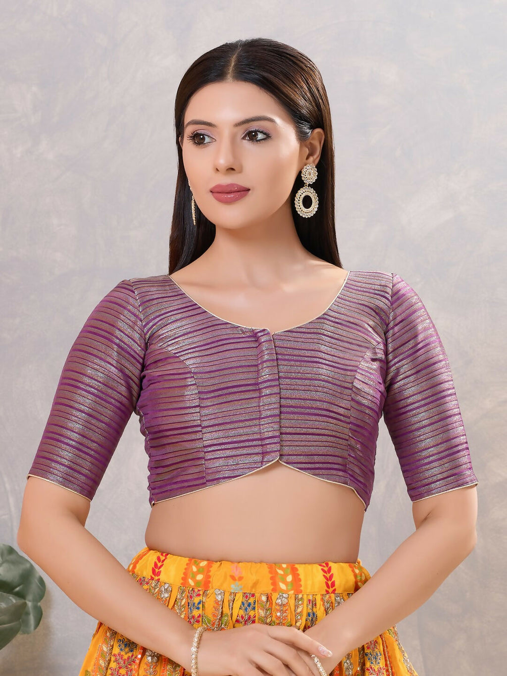 Joban Fashion Women Silk Purple Stitched Blouse