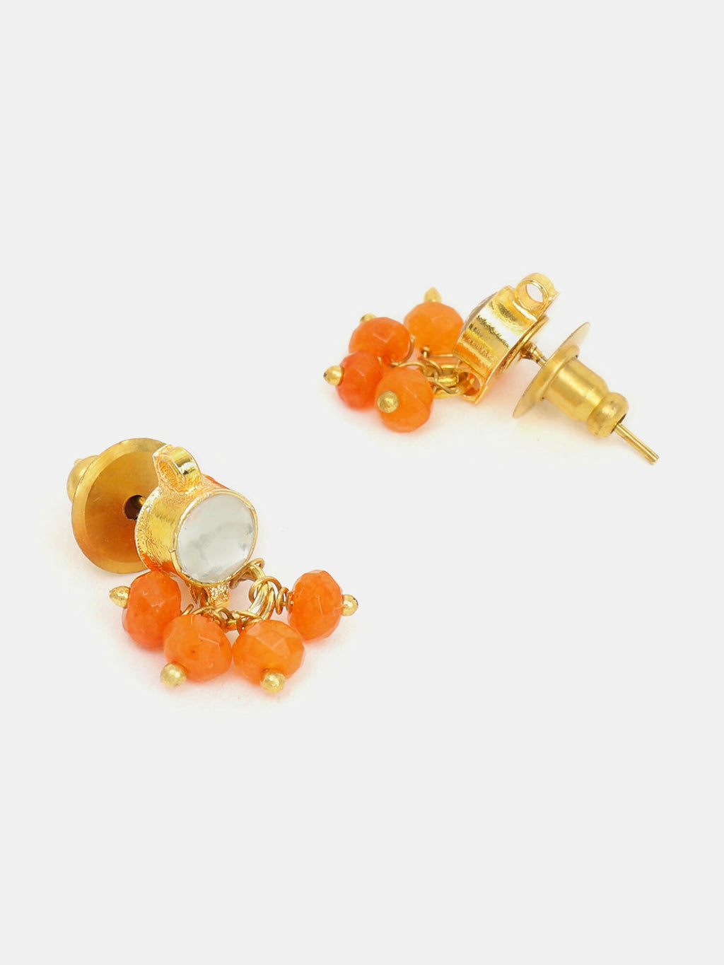Ruby Raang Mannat Set Of 2 - Orange Embedded Maang Tikka And Earrings - Distacart