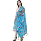 A R Silk Silk Peacock Multi Fancy Dupatta Color Firozi Dupatta or Chunni