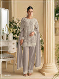 Anaita Purple Georgette Stitched Suit with Embroidered Beads & Sequence Work - Distacart