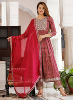 Vamika Sequence Work Rayon Maroon Party Wear/Casual Wear Kurta Set/Suit - Distacart