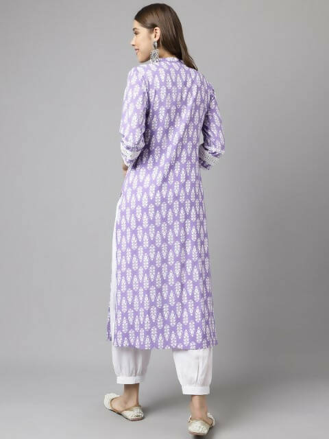 FIORRA Women's Light Purple Cotton A-Line Kurta Set