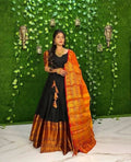 DEIANA'S Beautiful KanJivaram Silk Jari Lahengha Choli - Black