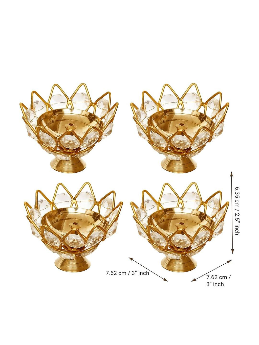 eCraftIndia Lotus Shape Crystal Diya