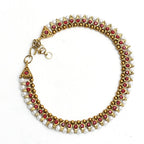 Mominos Fashion Kamal Johar Red Kundan Anklets