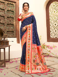 Shree Shyam Fashion Silk Blend Navy Blue Saree - Distacart