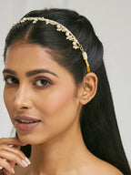 Nuyug 22K Gold-Plated Kundan & Pearl Studded Matha Patti Head Jewellery - Distacart