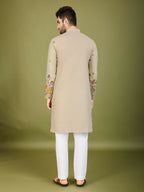 Vastranavya Ivory Exclusive Festival Wear Cotton Sequence Embroidered & Thread Work Kurta