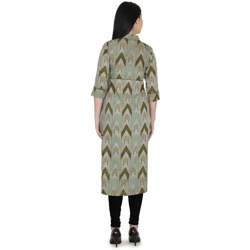 Kanoor Women's Multicolour A line Collar neck kurti