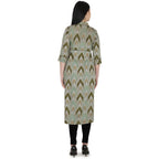 Kanoor Women's Multicolour A line Collar neck kurti