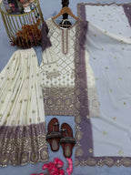 Teeya Creation Multi Color Star Georgette Heavy Embroidery Work Functional Wear Salwar Suit - Distacart