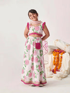 Joban Fashion Girl's Pink & White Color Lehenga Choli