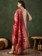 Sangria Woven Design Kurta & Trouser With Dupatta