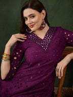 Sangria Embroidered Pure Cotton Kurta & Trouser