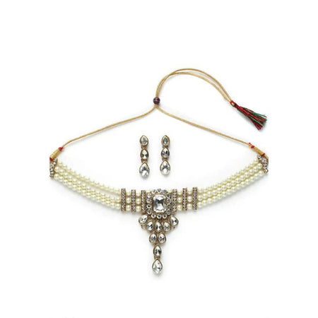 Mominos Fashion Traditional Design Necklace with Stone & Pearls
