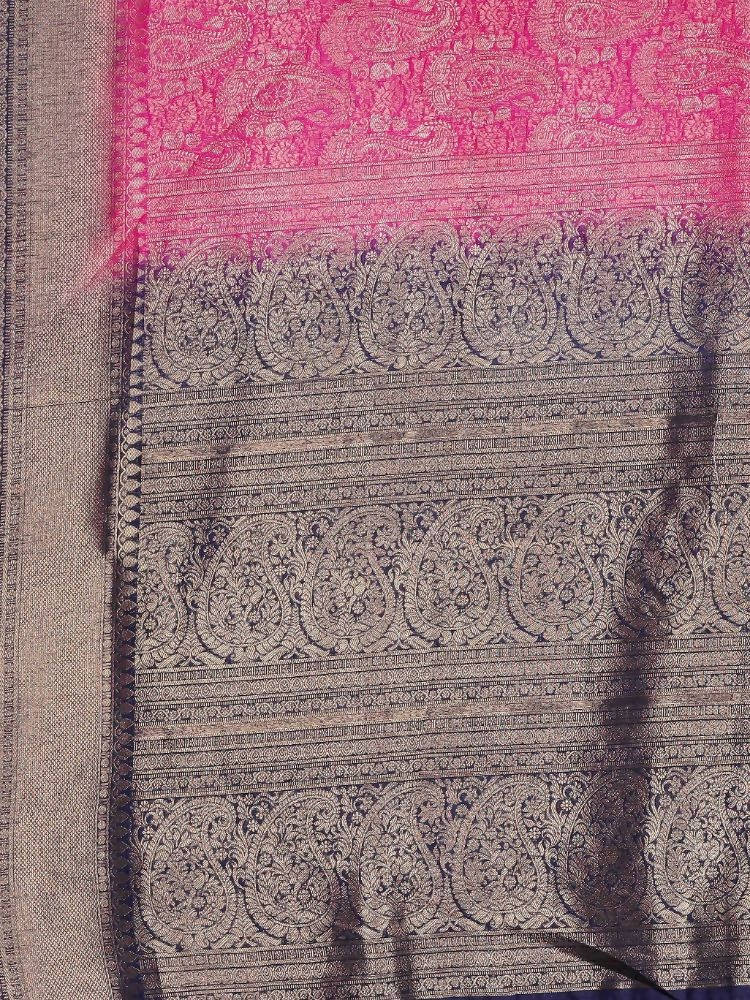 Kalamandir Ethnic Motifs Dark Pink Silk Blend Saree