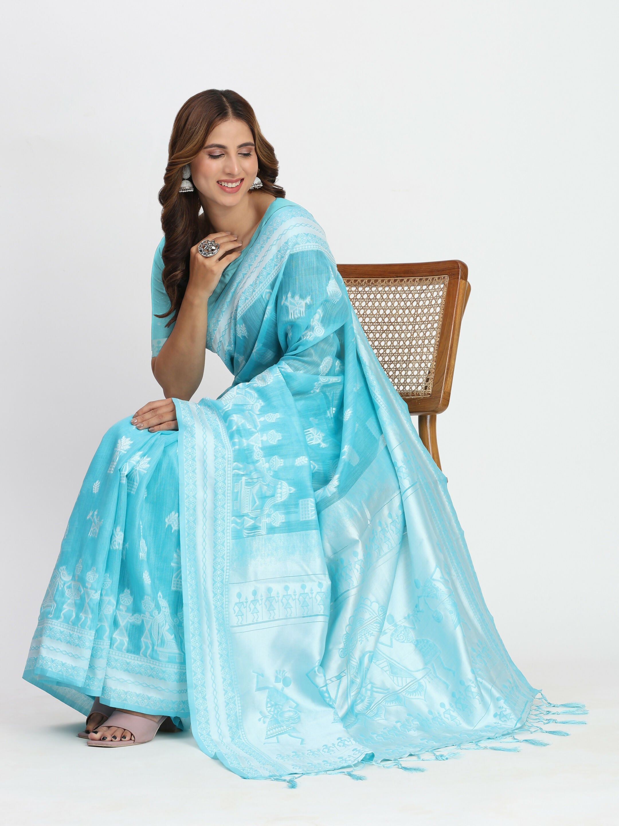 Shree Shyam Fashion Linen Cotton Grey Saree - Distacart
