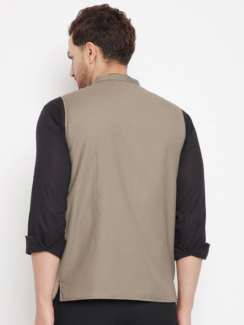 Even Apparels Beige Merino Men Woven Nehru Jacket - Distacart