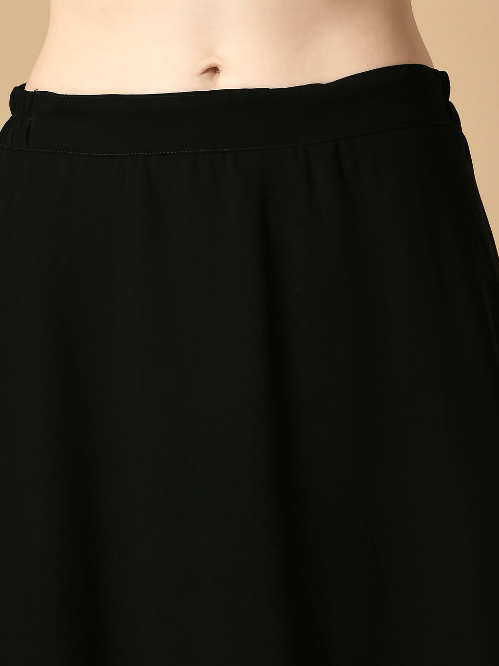 Myshka Women's Black Georgette Top & Skirt With Dupatta Party Sets
