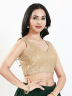 Joban Fashion Gold Silk Padded Blouse With Sweetheart Neck Sleeveless - Distacart