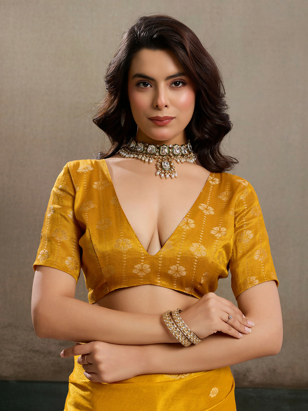 Shree Shyam Fashion Mustard Yellow Tissue Silk Saree - Distacart