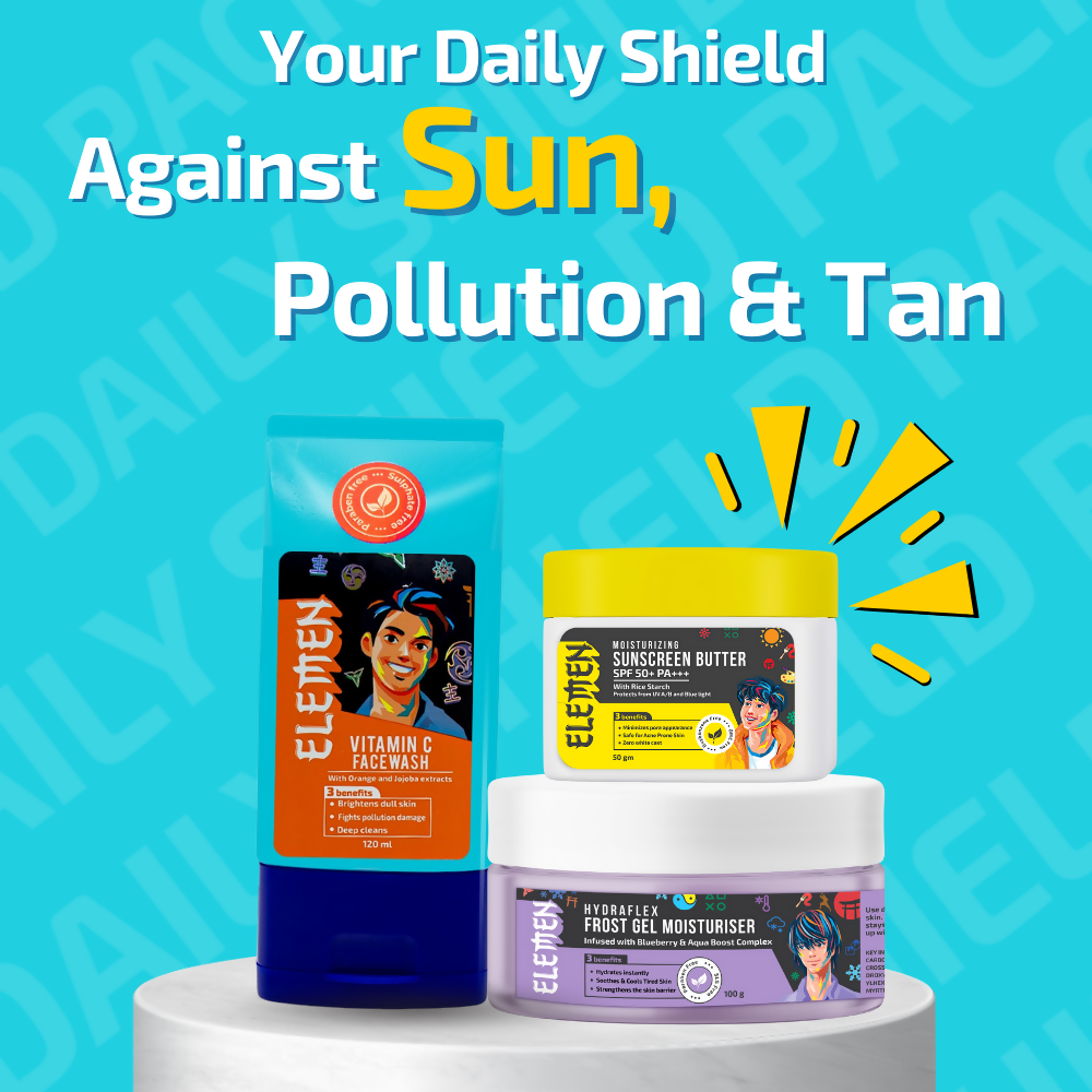 Elemen Daily Shield Pack: Facewash + Moisturiser + Sunscreen