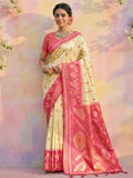 Shree Shyam Fashion Cream Soft Silk Saree - Distacart