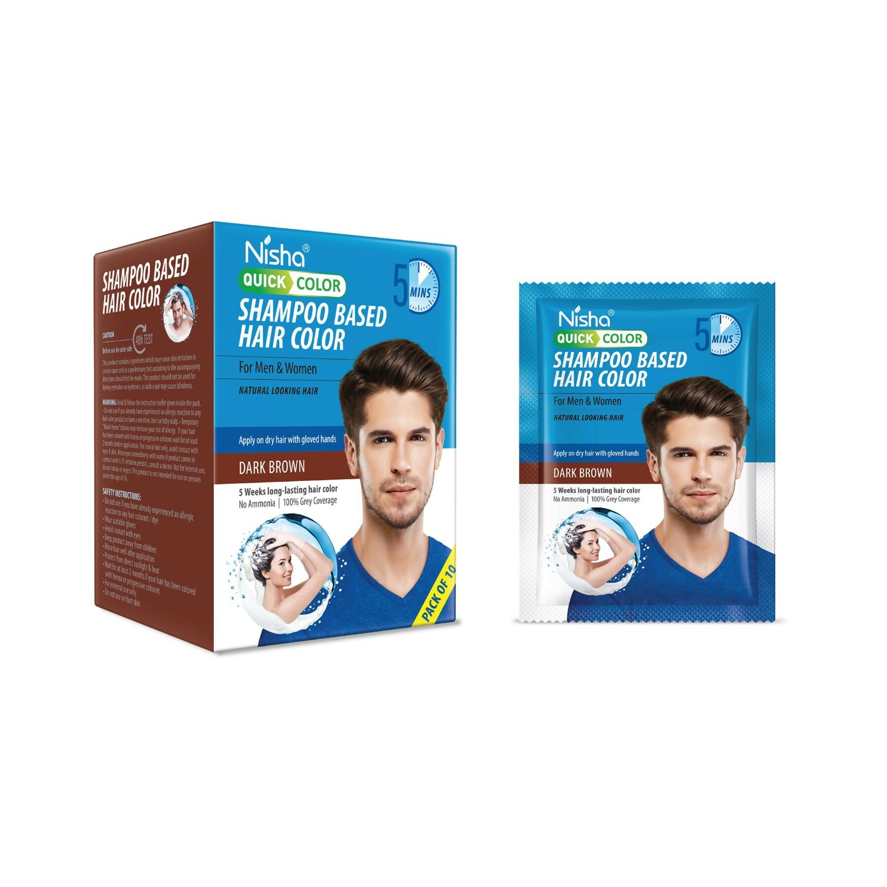 Nisha Quick Color Shampoo Hair Color,Dark Brown - Distacart