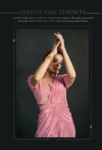 Pink Silk Crepe Georgette Cord Sequence & Thread Embroidered & Stone Work Saree - Moh-Manthan Royal Enigma