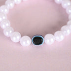 NVR Men & Women White Evil Eye Crystal Elasticated Bracelet - Distacart