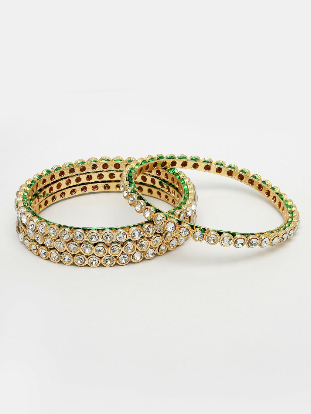 NVR Women's Set Of 4 Gold-Plated Kundan-Studded Traditional Bangles - Distacart