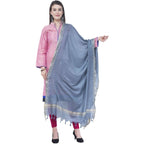 A R SILK Gray Color Golden border Cotton Dupattas and Chunnis