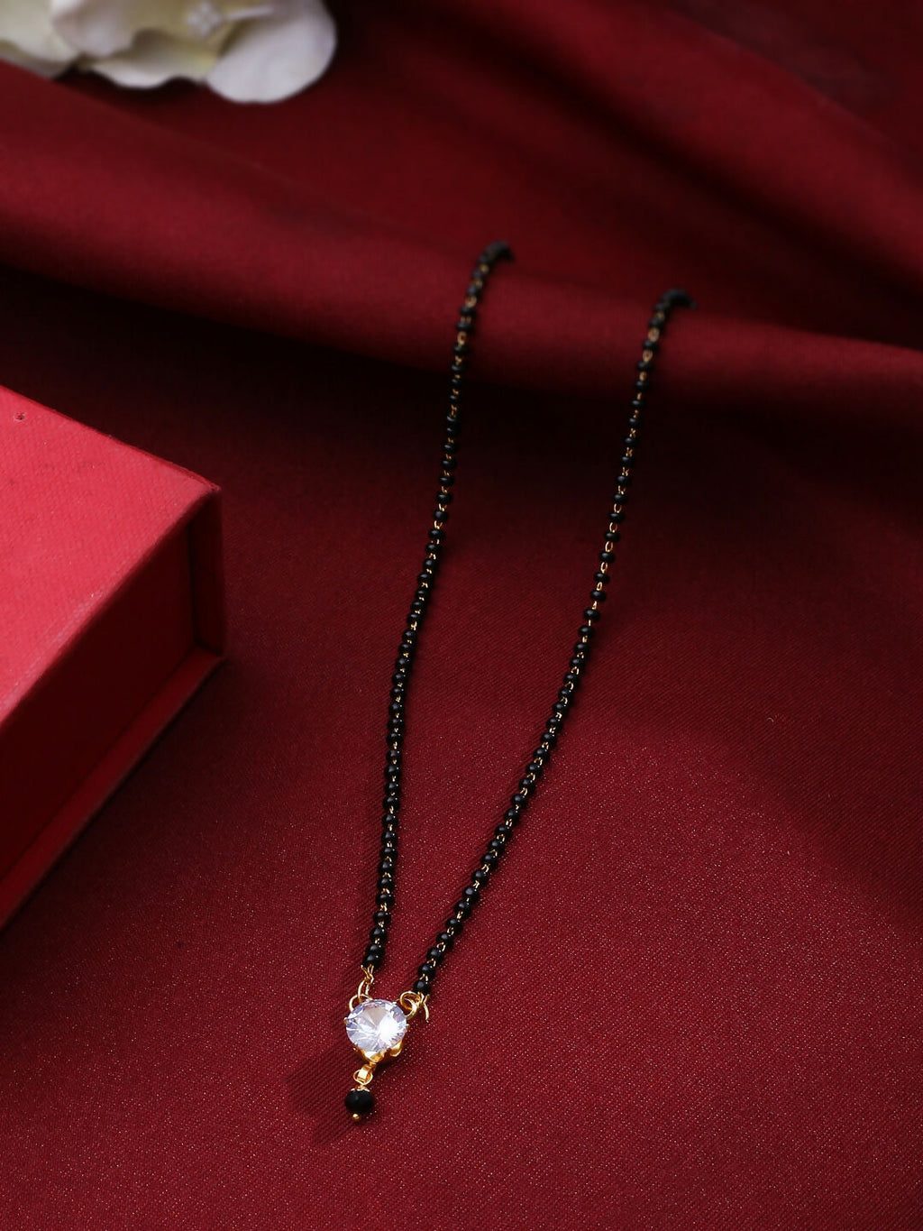 NVR Women's Set of 3 Gold-Polished CZ Stone-Studded & Beaded Mangalsutra - Distacart