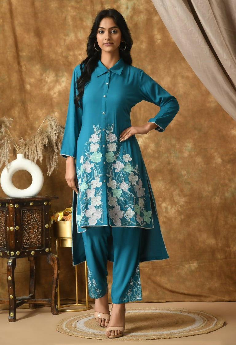 Joban Fashion Blue Cotton Rayon Kurta Set