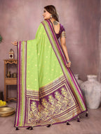Aastha Fashion Parrot Green Kalamkari Silk Weaving Saree - Distacart