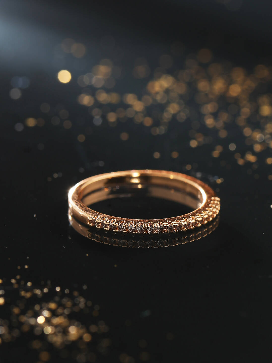NVR Women's Gold-Polished Stylish Ring With Ad Stones