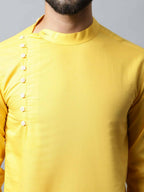 Even Apparels Yellow Color Pure Cotton Men's Kurta With Side Placket (MMS759) - Distacart