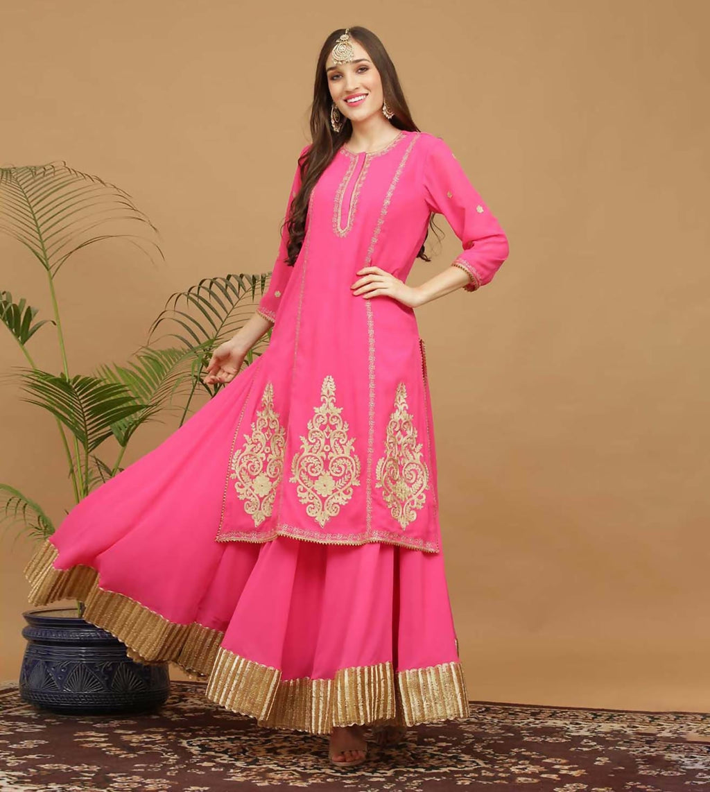 Joban Fashion Pink Georgette Lehenga Set