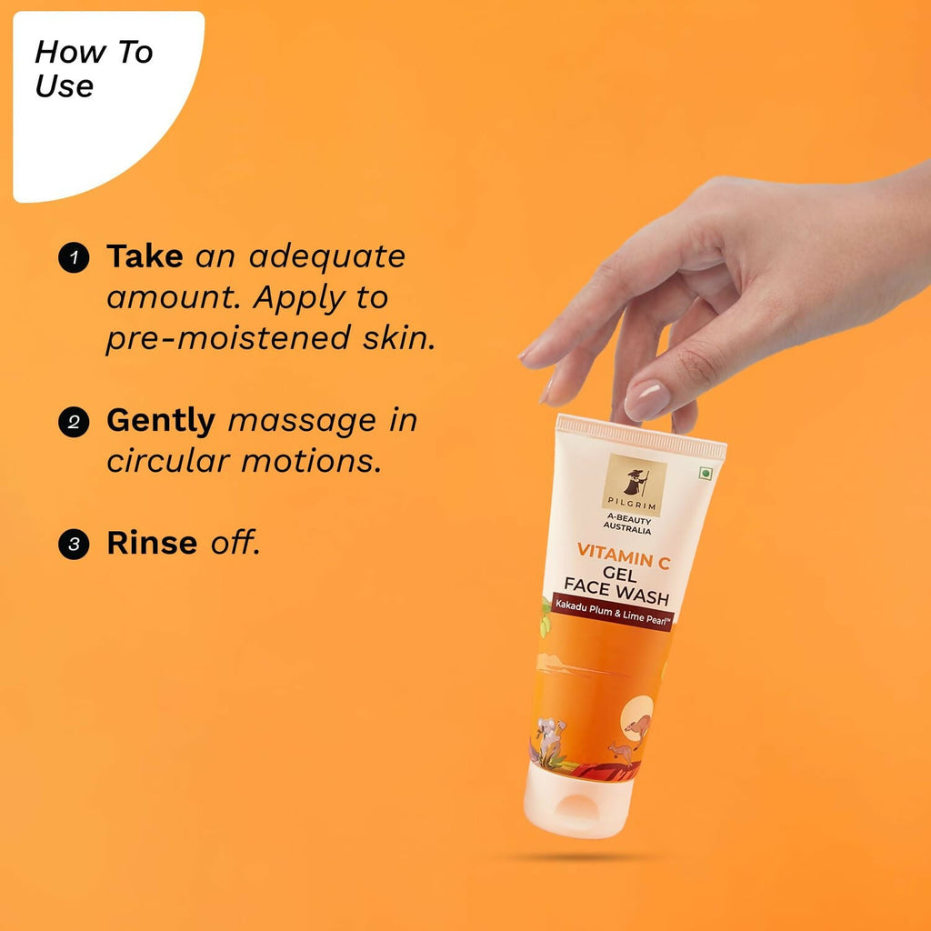 Pilgrim Australian Vitamin C Gel Face Wash For Glowing Skin With Kakadu Plum & Lime Pearl - Distacart