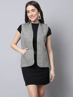 Even Apparels Grey Pure Wool Open Front Women's Waistcoat - Distacart