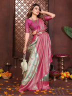 Aastha Fashion Sea Green Tissue Silk Weaving Saree - Distacart