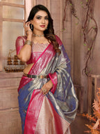 Anaita Light Lavender Tissue Silk With Zari Weaving Saree With Blouse