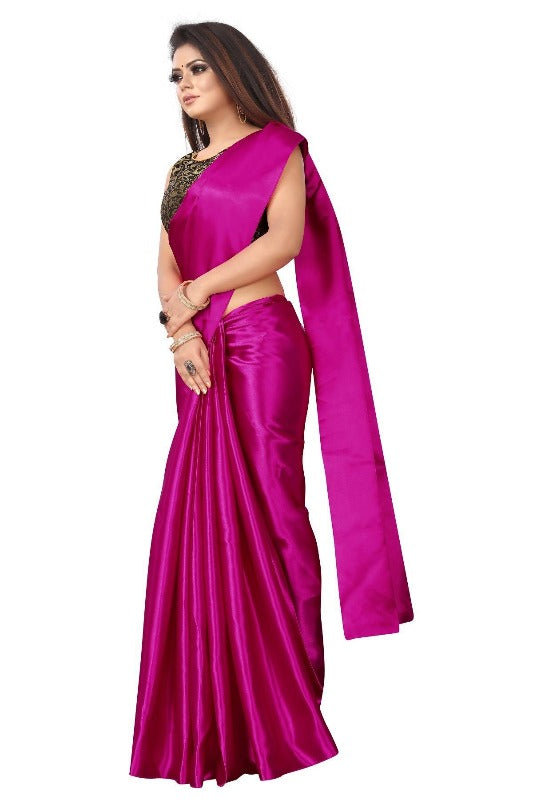 Vamika Pink Satin Designer Saree 