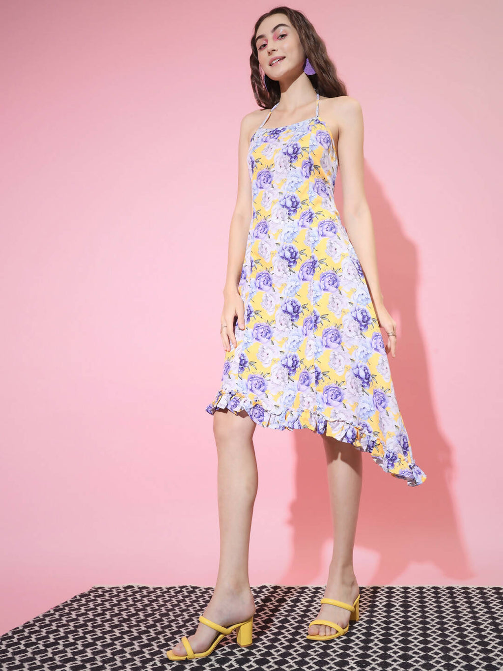 Myshka Women's Multi Floral Printed Fit and Flare Dress - Distacart