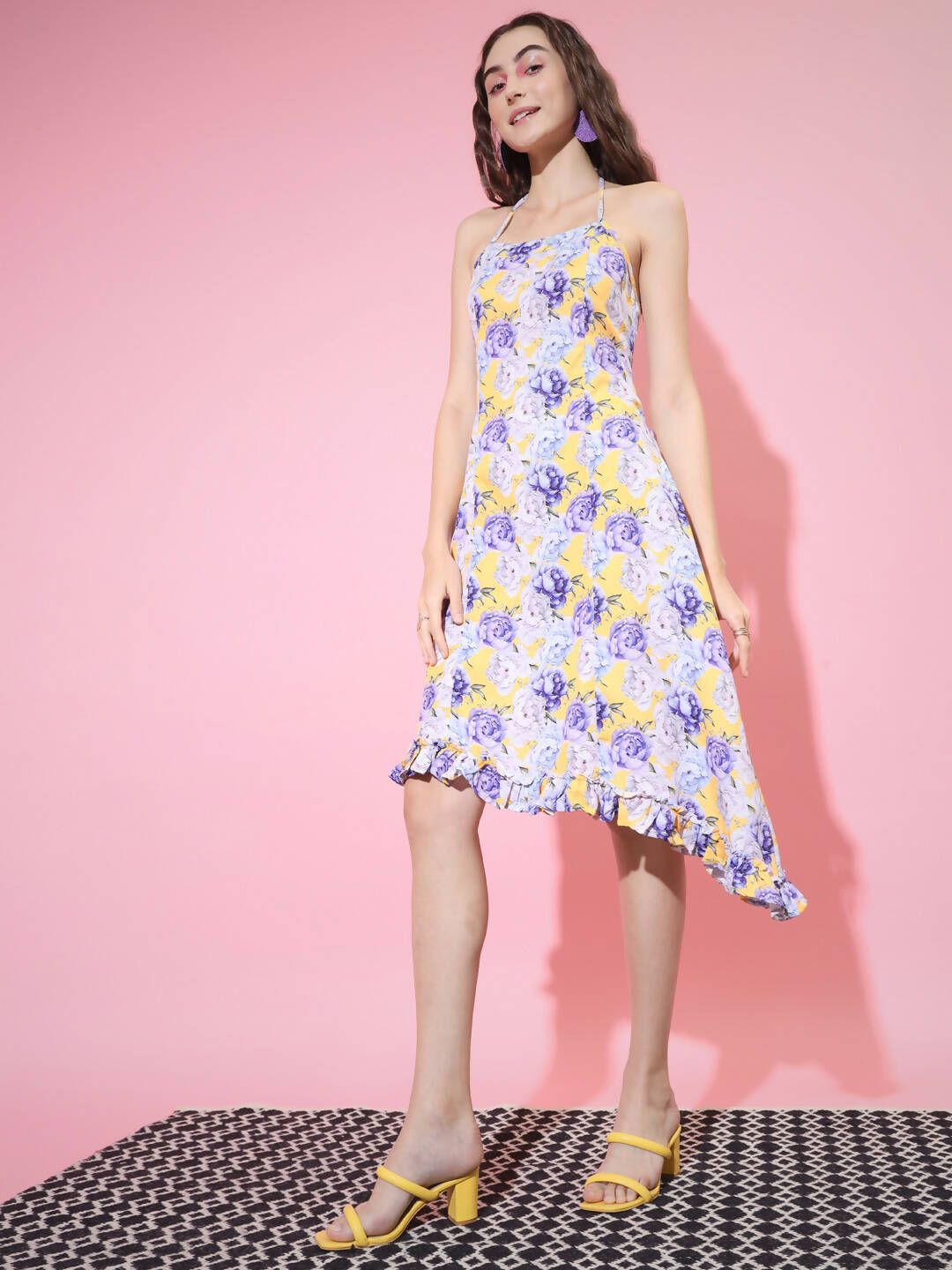 Myshka Women's Multi Floral Printed Fit and Flare Dress - Distacart