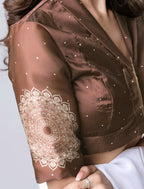 Vastranavya Ivory Mandala Print Free Hand Ready to Wear Saree