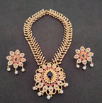 Pink & Blue AD Bridal Necklace Set