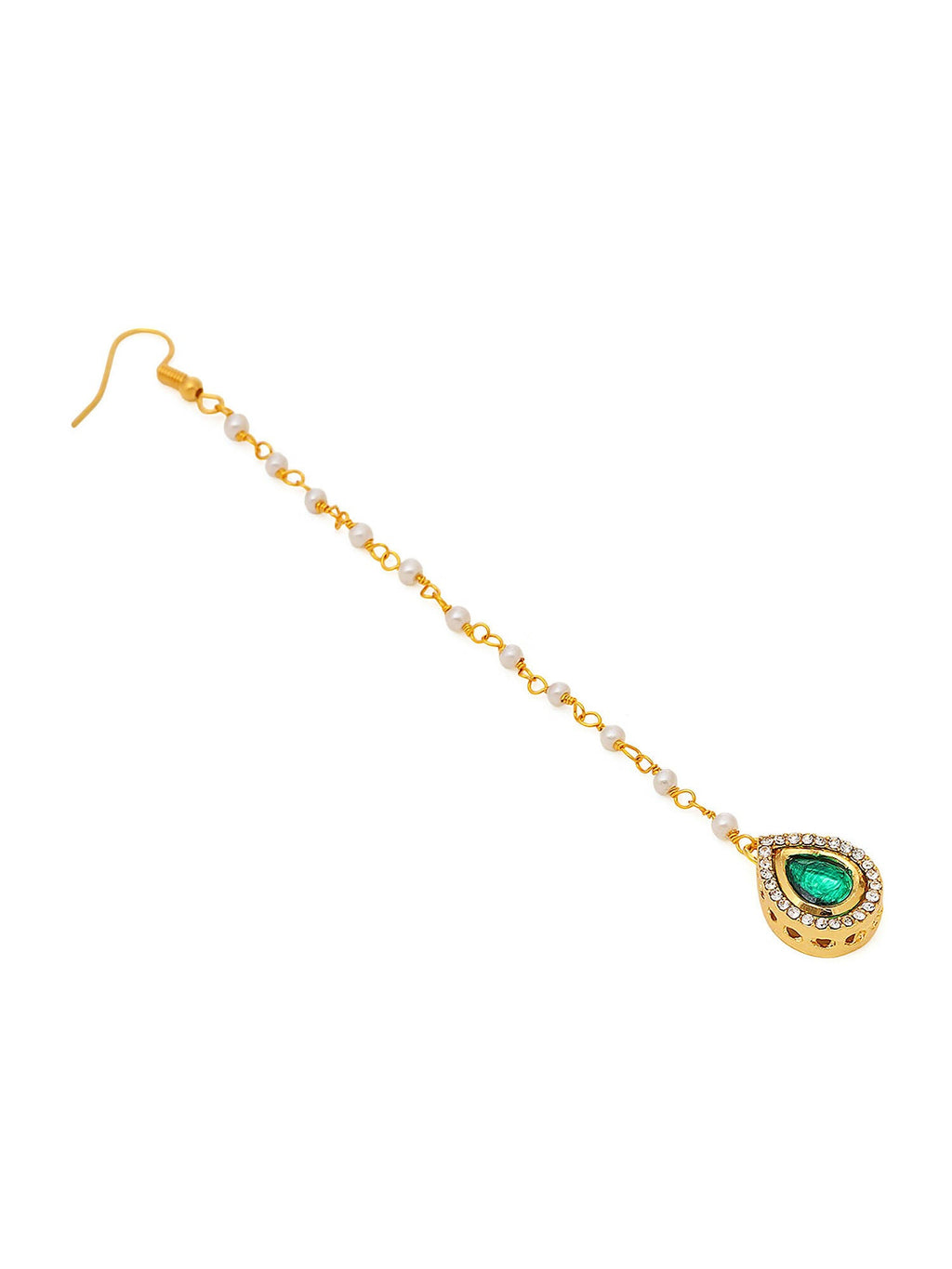 Ruby Raang Green Tear Drop Green Kundan Maang Tikka - Distacart