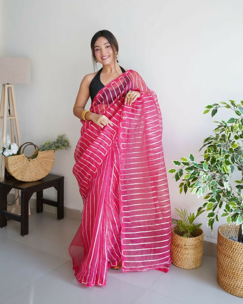 Vamsee Devika Pink Organza Silk Saree