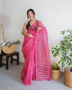 Vamsee Devika Pink Organza Silk Saree